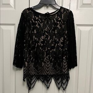 love, Fire Black Lace Blouse Medium